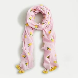 Organic cotton scarf with embroidered fruits